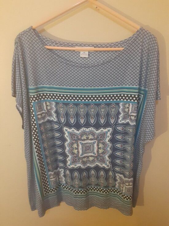 Liz Claiborne Tops - Liz Claiborne Plus Size 3X Boho Paisley Blouse Blue Medallion Tunic Top Flawless